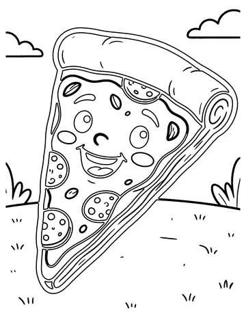 Kawaii Pizza coloring page