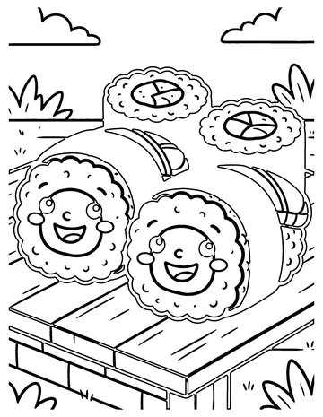 Kawaii Sushi coloring page