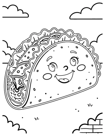 Kawaii Taco coloring page
