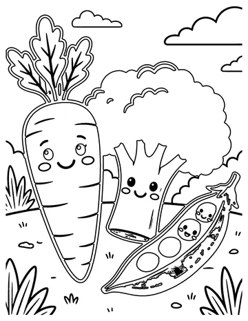 Kawaii Veggies coloring page