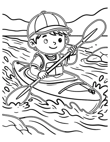 Kayaking coloring page