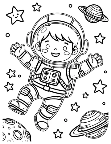 Kid Astronaut coloring page