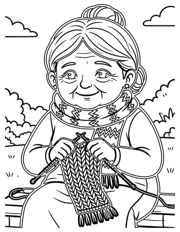 Knitting coloring page