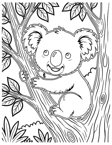 Koala in a Tree coloring page