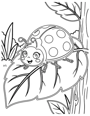 Ladybug Leaf coloring page