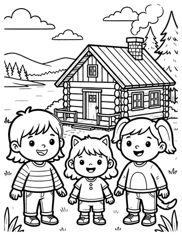 Lake Cabin coloring page
