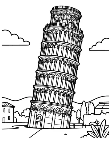 Leaning Tower of Pisa coloring page