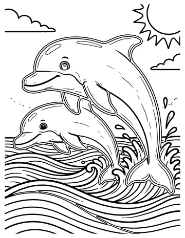 Leaping Dolphins coloring page