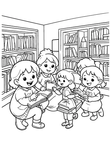 Library Visit coloring page