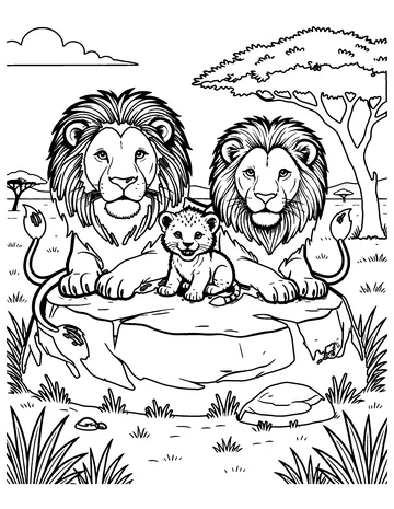 Lion Family coloring page