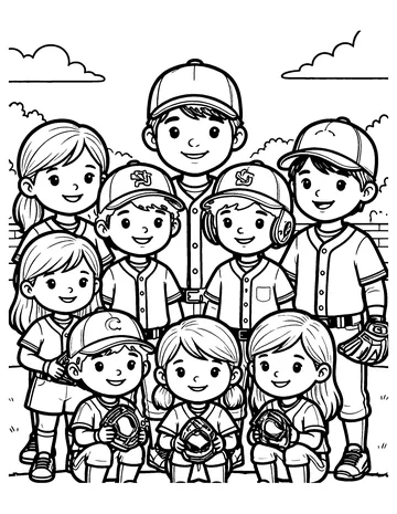 Little League Team coloring page