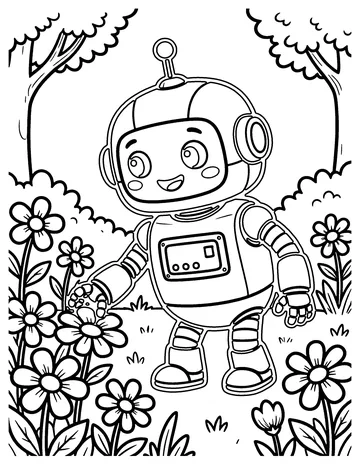Little Robot Explorer coloring page