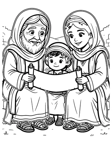 Lois and Eunice Teach Timothy coloring page