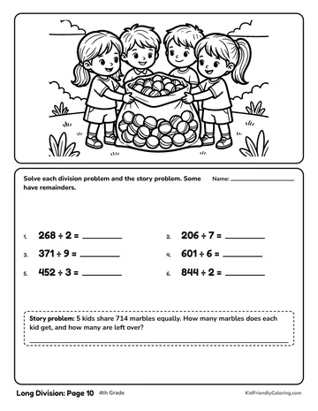 Long Division: Page 10 coloring page