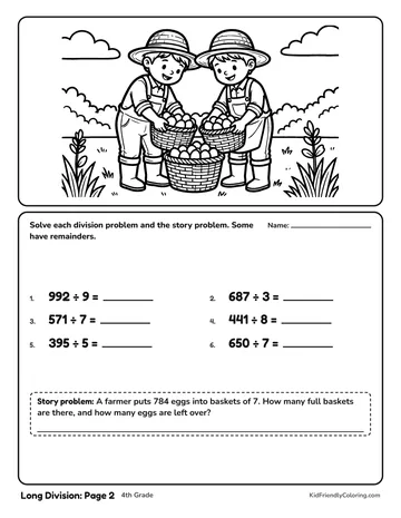 Long Division: Page 2 coloring page