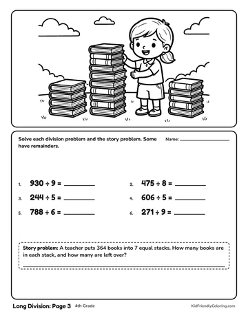 Long Division: Page 3 coloring page