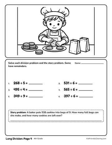 Long Division: Page 4 coloring page