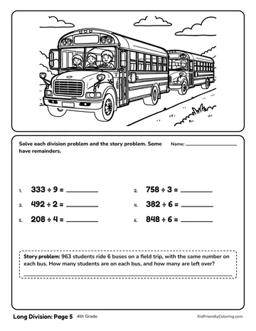 Long Division: Page 5 coloring page