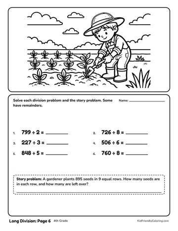 Long Division: Page 6 coloring page