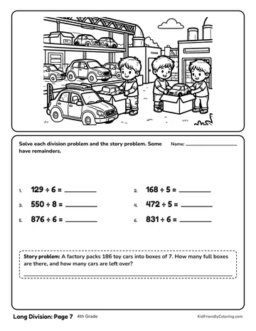 Long Division: Page 7 coloring page