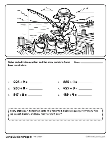 Long Division: Page 8 coloring page