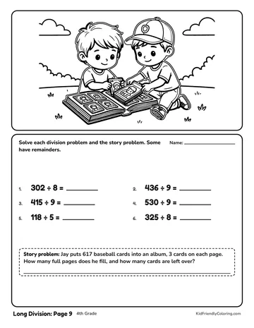 Long Division: Page 9 coloring page