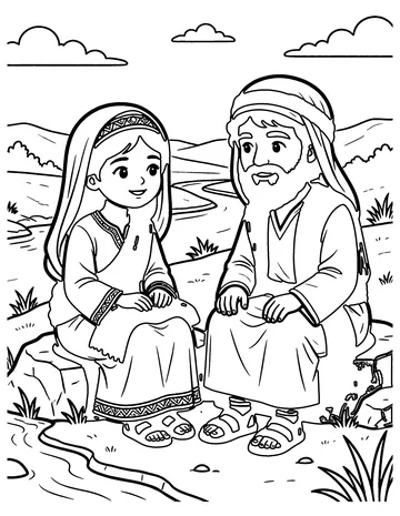 Lydia by the River coloring page