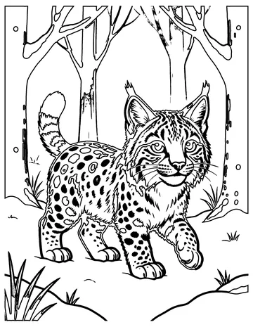 Lynx in the Snow coloring page
