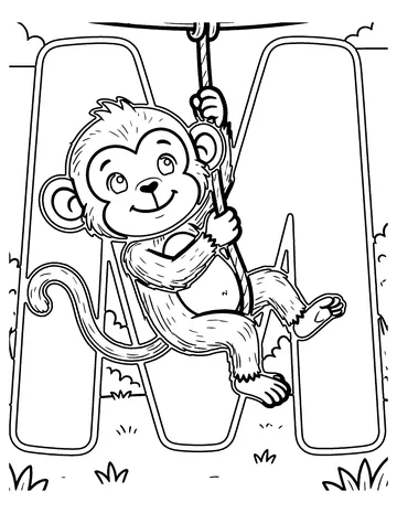 M Is for Monkey coloring page
