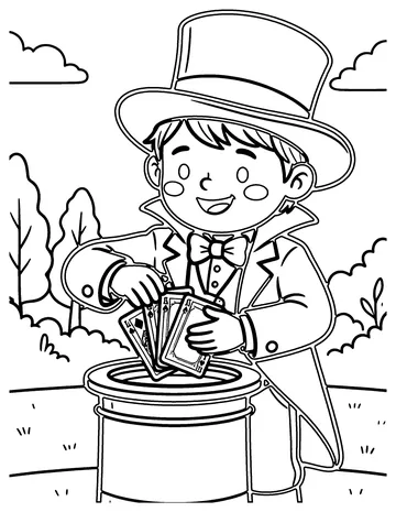 Magic Card Trick coloring page