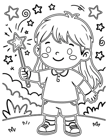 Magic Wand and Stars coloring page