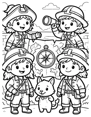 Map and Compass coloring page