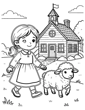 Mary Had a Little Lamb coloring page