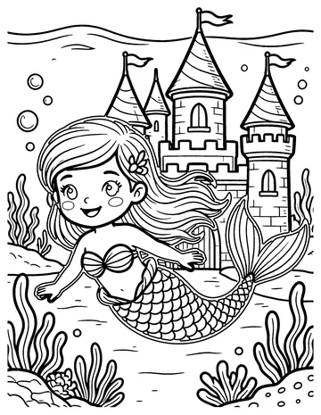Mermaid Castle coloring page