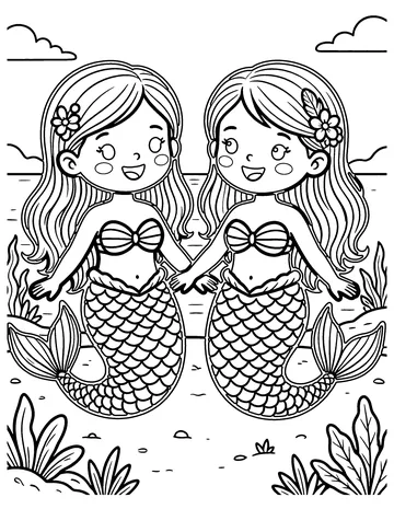 Mermaid Choir coloring page