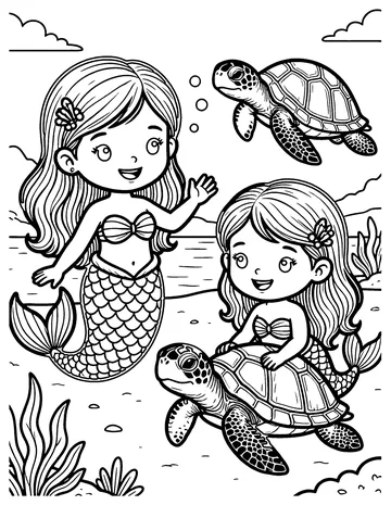Mermaid Friends coloring page