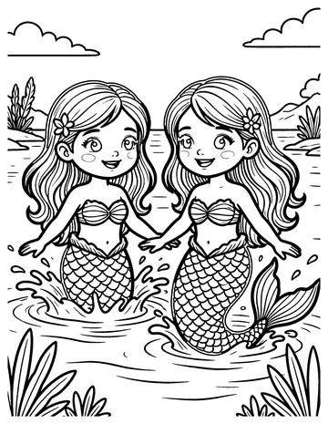 Mermaid Lagoon Party coloring page