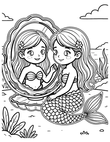 Mermaid Mirror coloring page