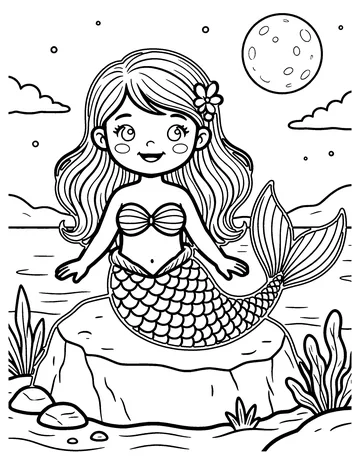 Mermaid Moonlight coloring page