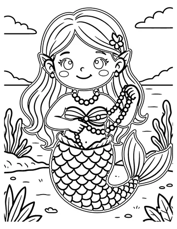 Mermaid Pearls coloring page