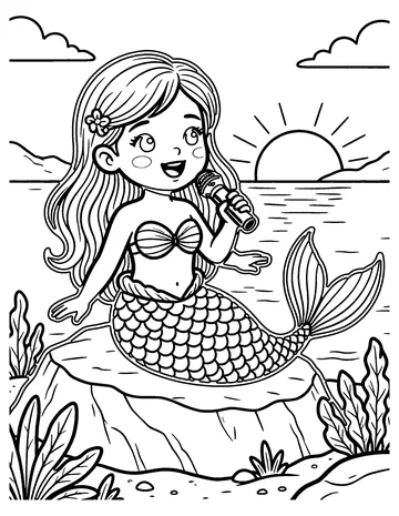 Mermaid Singing coloring page