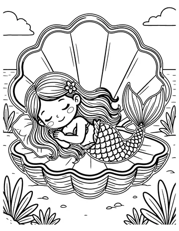 Mermaid Sleepy Time coloring page
