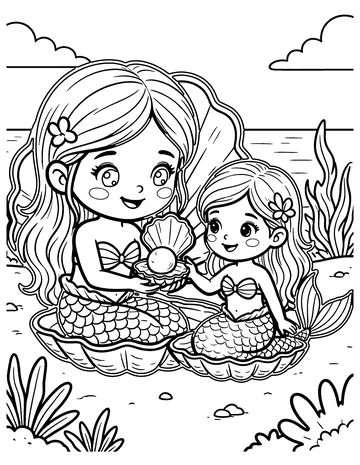 Mermaid Treasure coloring page