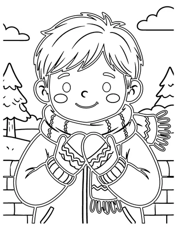 Mittens and Scarf coloring page