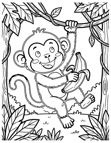 Monkey on a Vine coloring page