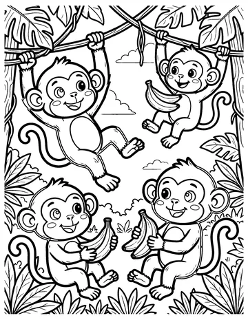 Monkeys in the Trees coloring page