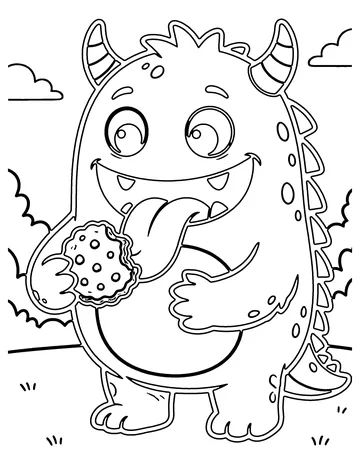 Monster Catching Cookies coloring page
