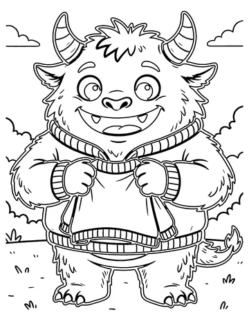 Monster Stuck in a Sweater coloring page
