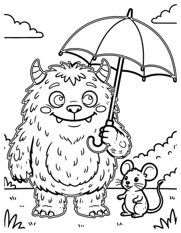 Monster Under the Umbrella coloring page