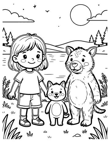 Moonlit Lake coloring page